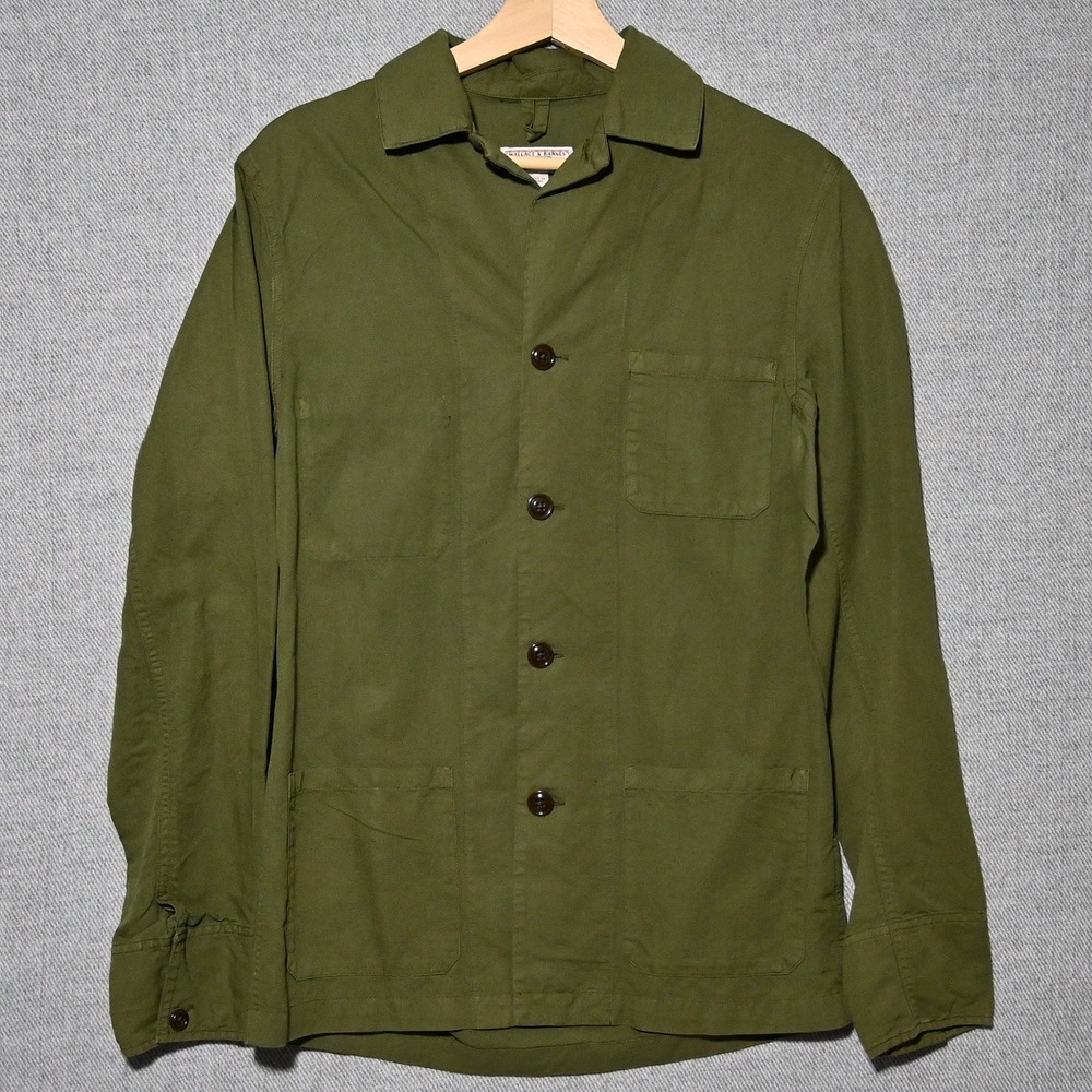 Wallace & Barnes Chore Coat Mens Linen Cotton Canvas XS Olive Green